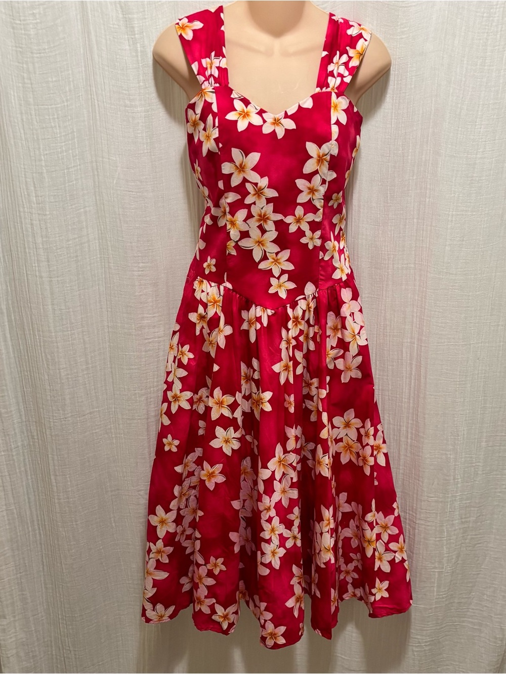 Vintage Royal Hawaiian Creations Pink Tropical Plumeria Floral Sundress Size M